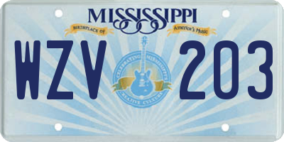 MS license plate WZV203