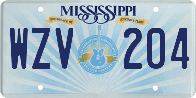 MS license plate WZV204