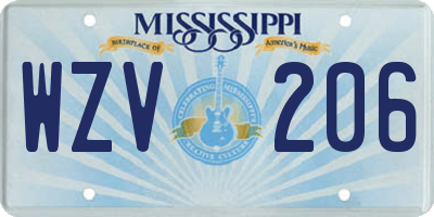 MS license plate WZV206