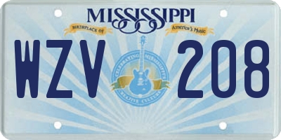 MS license plate WZV208