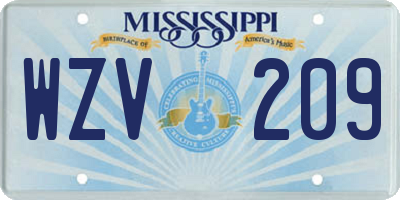 MS license plate WZV209
