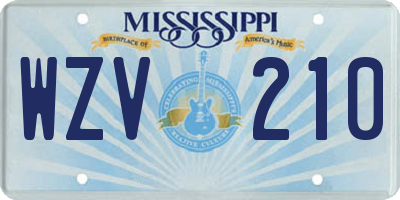 MS license plate WZV210