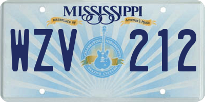MS license plate WZV212