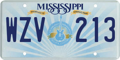 MS license plate WZV213