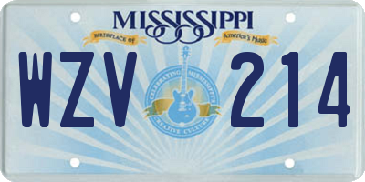 MS license plate WZV214