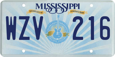 MS license plate WZV216