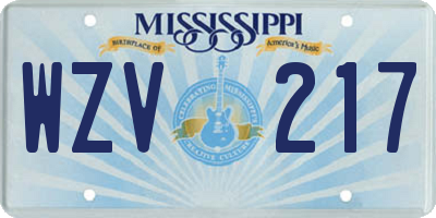 MS license plate WZV217