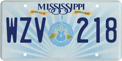 MS license plate WZV218