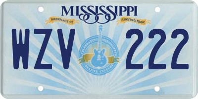 MS license plate WZV222