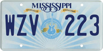 MS license plate WZV223