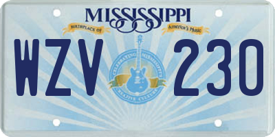 MS license plate WZV230