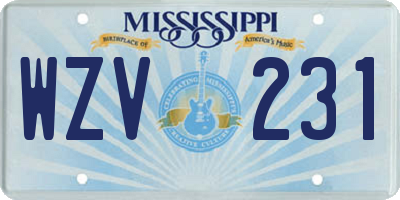 MS license plate WZV231