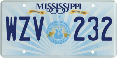 MS license plate WZV232