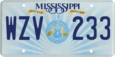 MS license plate WZV233