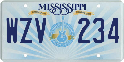 MS license plate WZV234