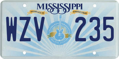 MS license plate WZV235