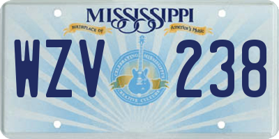 MS license plate WZV238