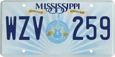 MS license plate WZV259