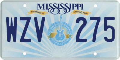 MS license plate WZV275