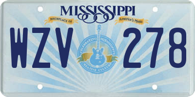 MS license plate WZV278