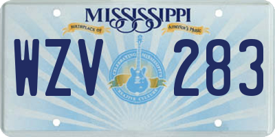 MS license plate WZV283