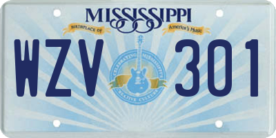 MS license plate WZV301