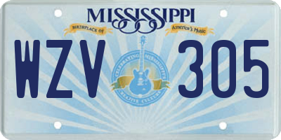 MS license plate WZV305