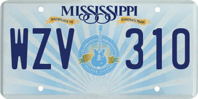 MS license plate WZV310
