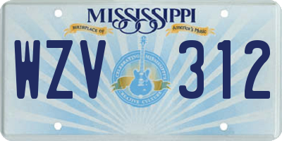 MS license plate WZV312