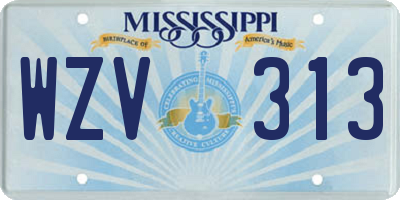 MS license plate WZV313