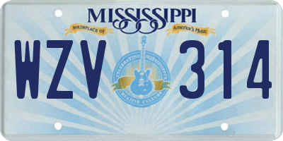 MS license plate WZV314