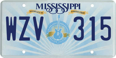 MS license plate WZV315