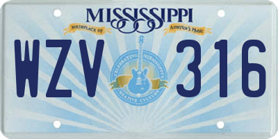 MS license plate WZV316