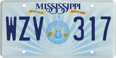 MS license plate WZV317