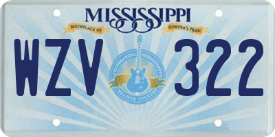 MS license plate WZV322