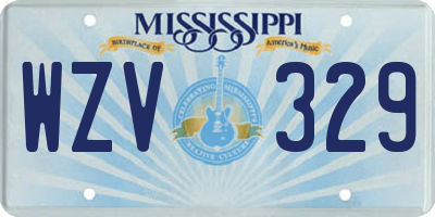 MS license plate WZV329