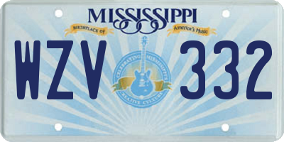 MS license plate WZV332