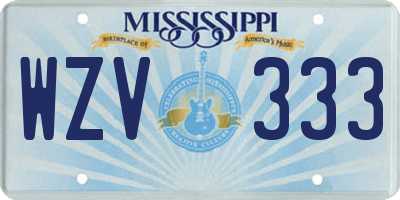 MS license plate WZV333