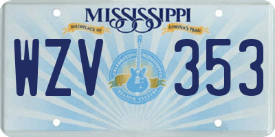 MS license plate WZV353