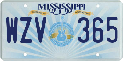 MS license plate WZV365
