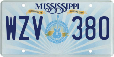 MS license plate WZV380