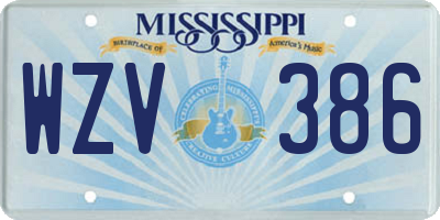 MS license plate WZV386