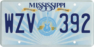 MS license plate WZV392