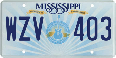 MS license plate WZV403