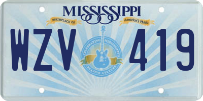 MS license plate WZV419