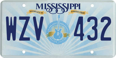 MS license plate WZV432