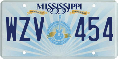MS license plate WZV454