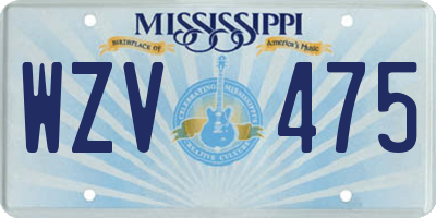 MS license plate WZV475