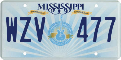 MS license plate WZV477