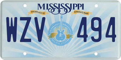 MS license plate WZV494